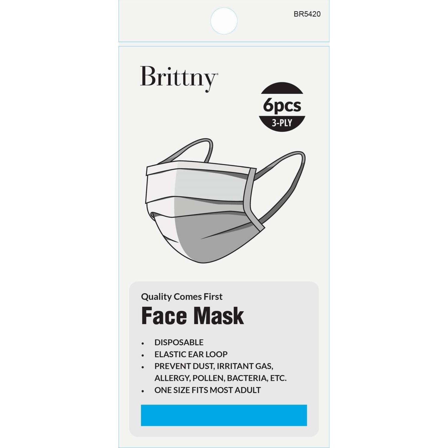 Brittny Face Mask Disposable 6Pcpack Brittny Face Mask Disposable 6Pcpack