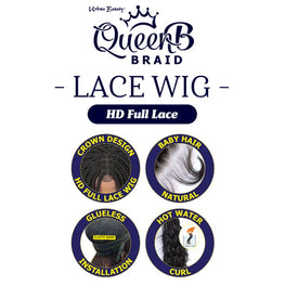 Queen B Lace Wig Qlw313 Box Braid 26Inch-#1B